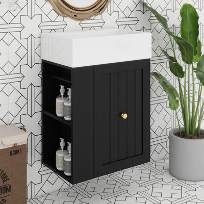 Petit meuble-lavabo flottant de 20 pouces, armoire murale avec lavabo, tablette latérale, armoire de rangement en panneau de fibres à densité moyenne avec tiroir
