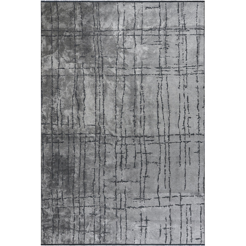 Rapture Abstract Area Rug in Gray, Rectangle 7'10" x 11'2"