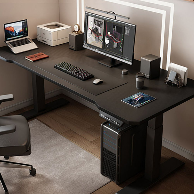 Bureau debout noir en bois manufacturé, 55.12