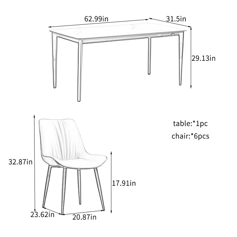 Durable Dining Table Sets with Quality Features., Orange, 29.13"H x 62.99"L x 31.5"W