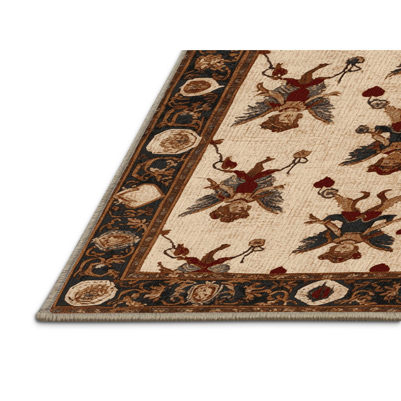 Tapis brun français lavable à la machine, Rond 5 pi