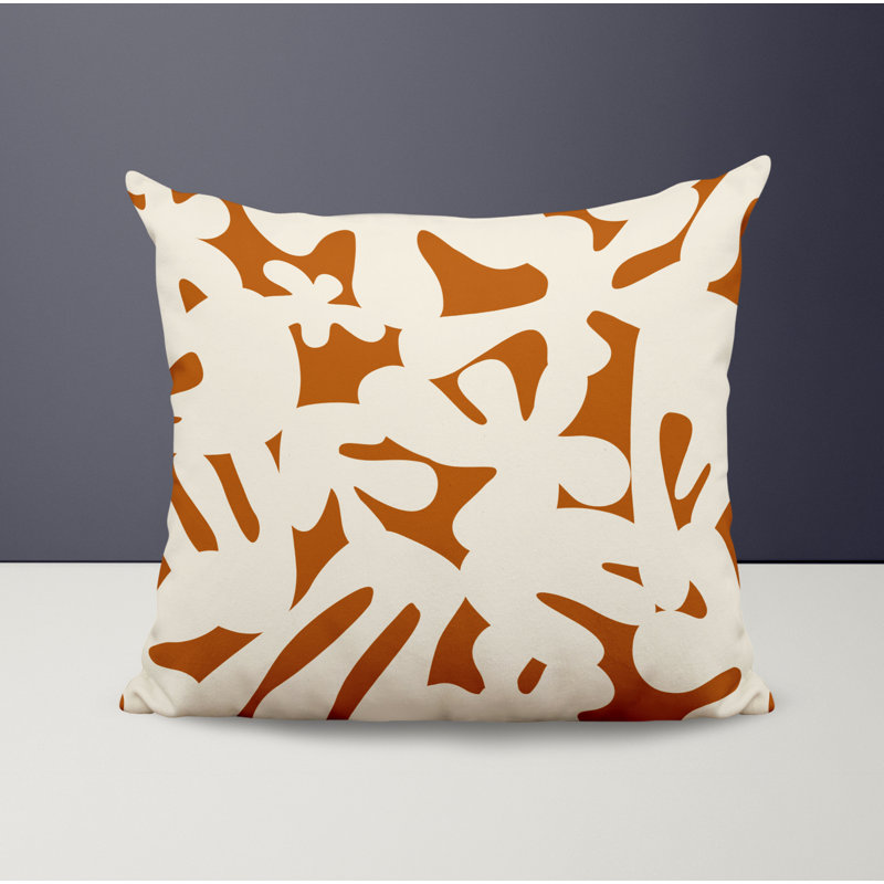 Coussin intérieur / extérieur en polyester filé Lara, Orange, blanc cassé, 17 po x 17 po