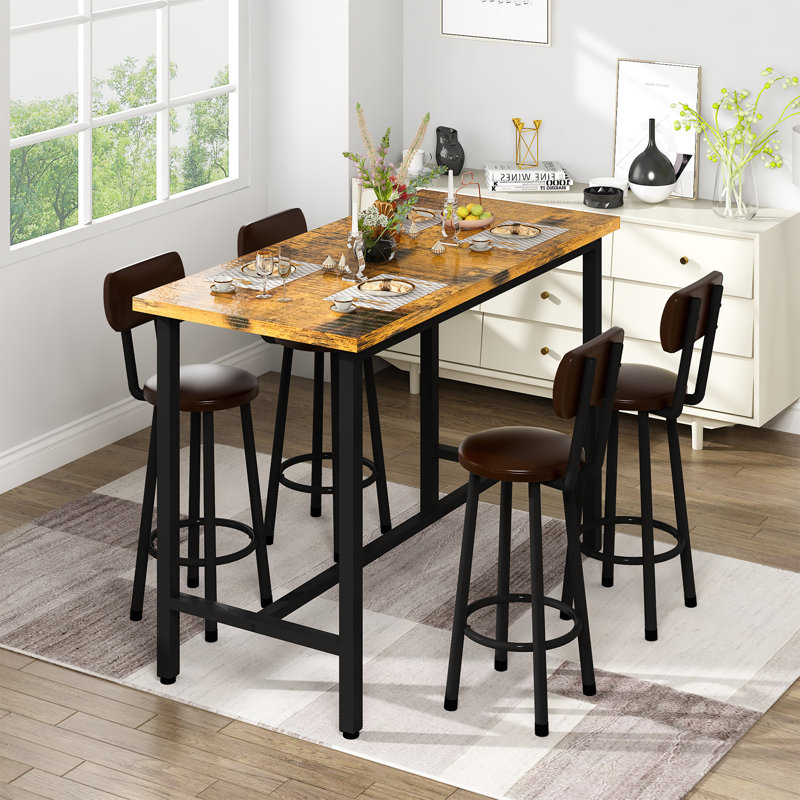 Minkar 4 - Person Four Leg Dining Set, Brown