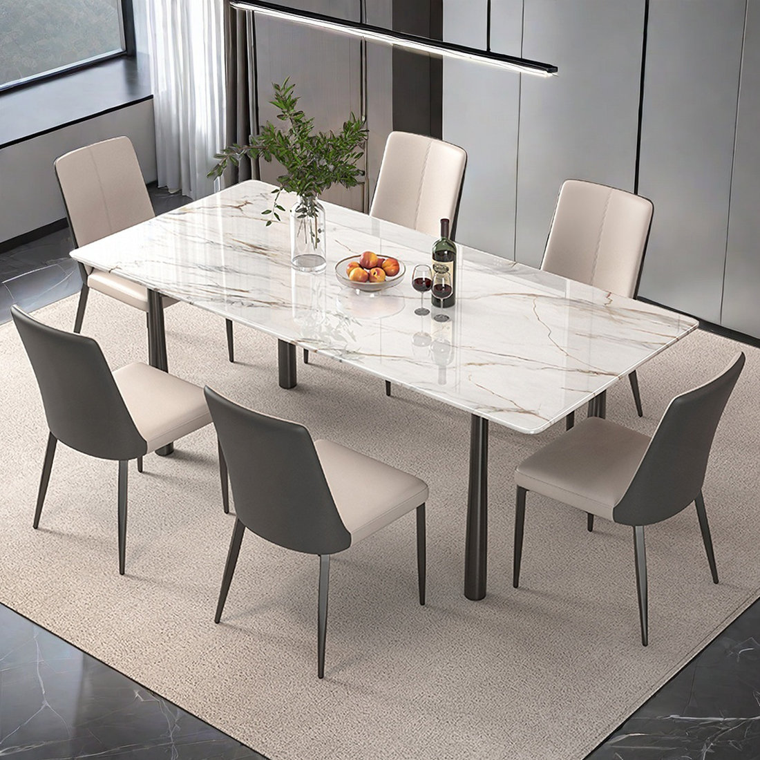 ALLNICEDT Light Microlite Rectangular Dining Table Sets | Wayfair