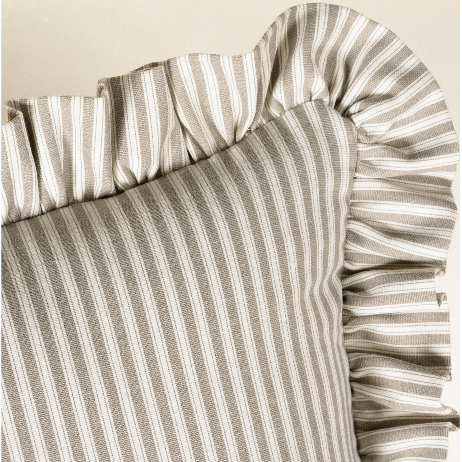 Birch Lane Polo Stripe Ruffled Accent Pillow, Feather, Tan