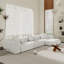 Canapé modulaire rembourré en tissu de lin avec repose-pieds Kay Crumley 4 pièces Kay-563017047-544147645