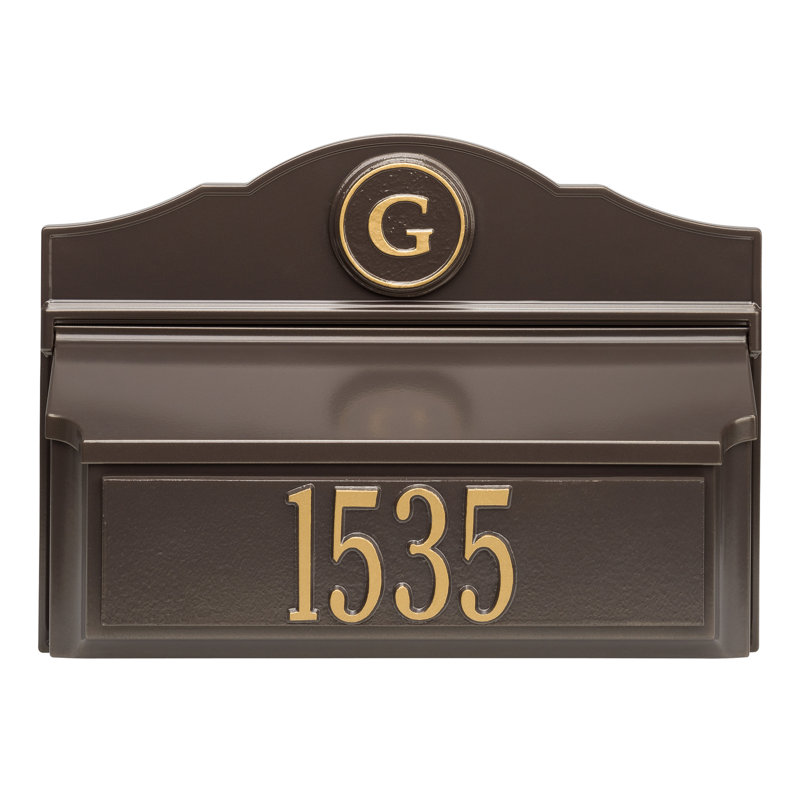 Wall Mounted Mailbox, Yes, Brown/Gold