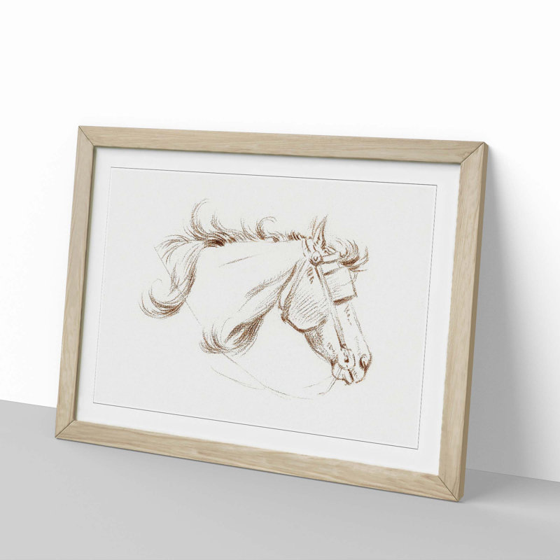 A Head of a Horse by Jean Bernard - Framed Print, 24cm H x 33cm W x 2cm D, Oak Framed