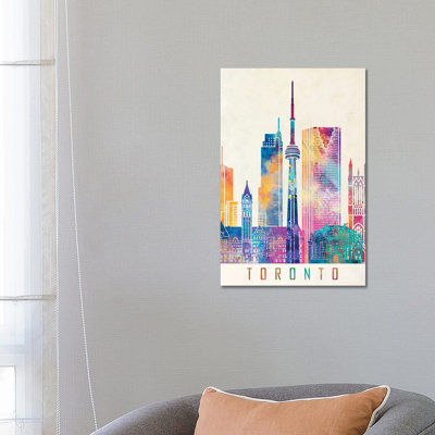 Toronto Landmarks Watercolour 1 Piece Wrapped Canvas Painting