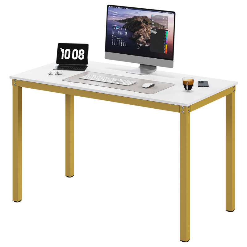 Table de salle à manger Driggers 23,62 po, H 29,52 po x L 47,26 po x l 23,62 po, Doré, Blanc