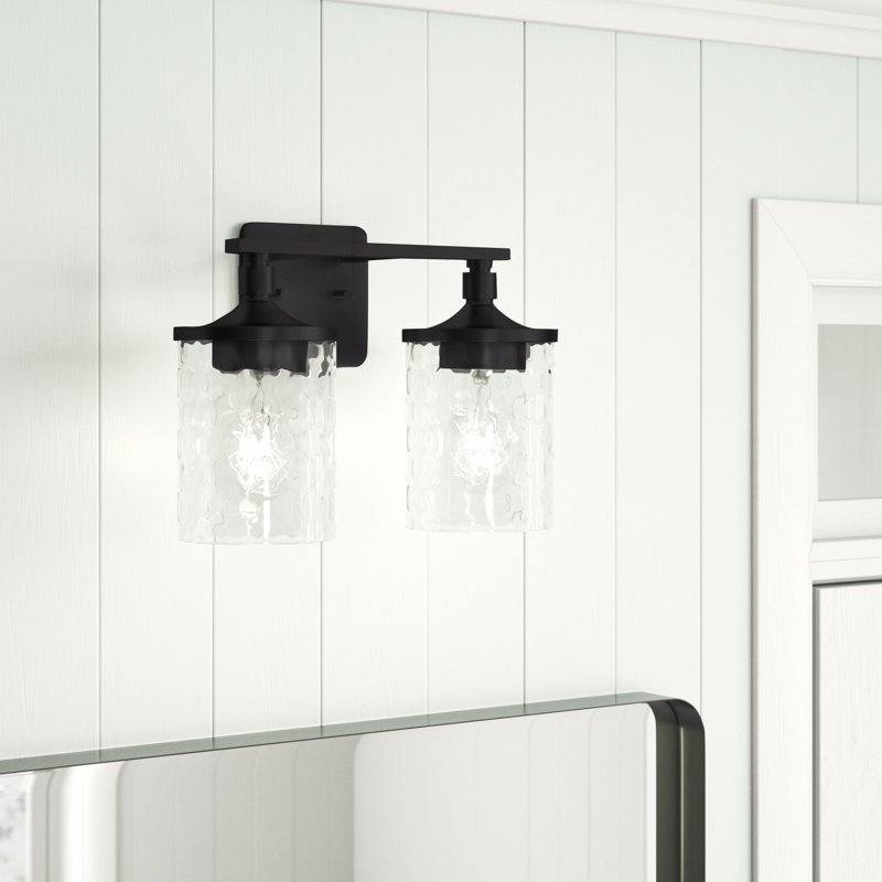 Éclairage pour meuble-lavabo à 3 lumières Baldwin, Noir mat, Deux lumières