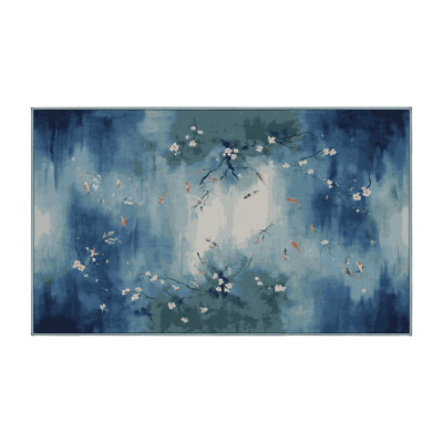 Machine Washable Blue Area Rug