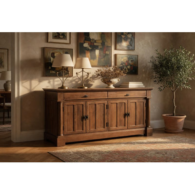 Padova 70" Solid Wood  Sideboard Buffet Dark Walnut
