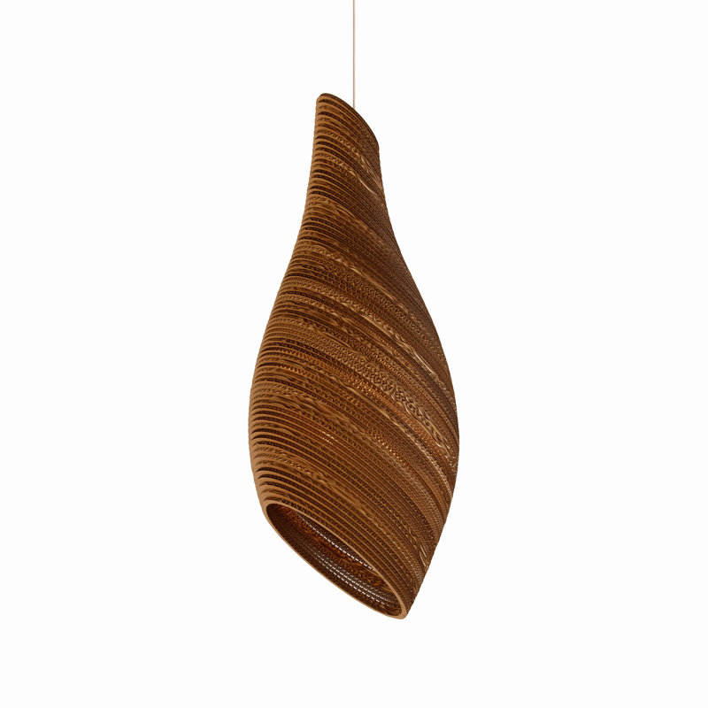 Scraplights Organic Nest Recycled Cardboard Pendant Light, Natural, 33" H x 13" W x 13" D
