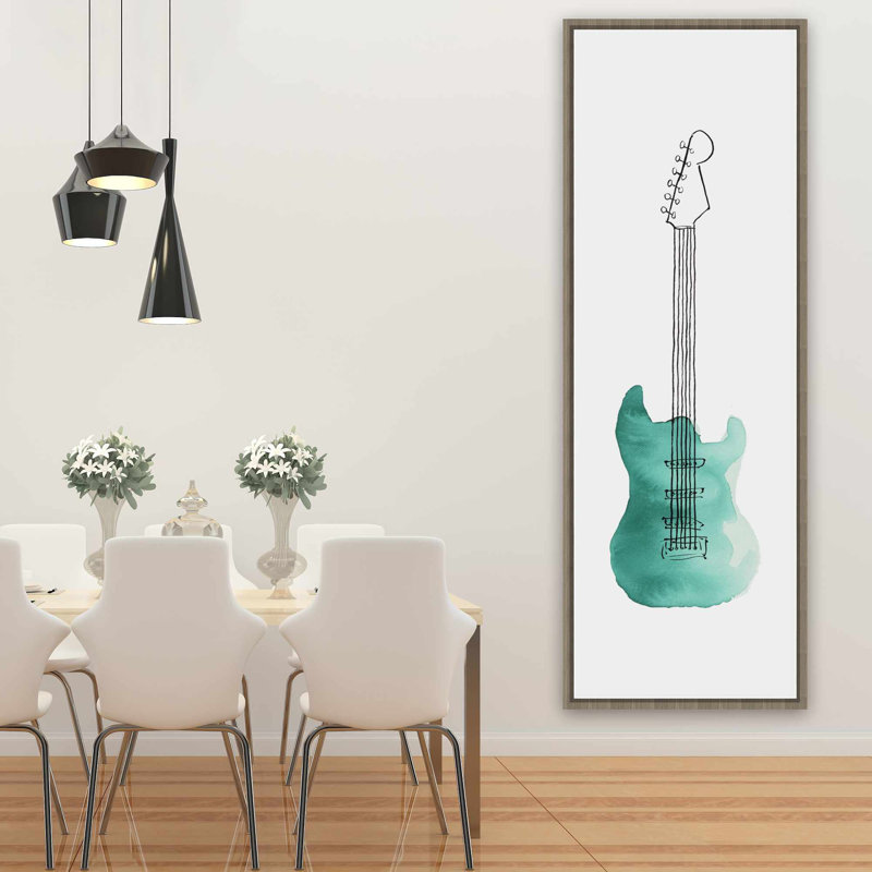 Toile de guitare électrique turquoise - Élégante décoration intérieure, H 61,25 po x l 21,25 po