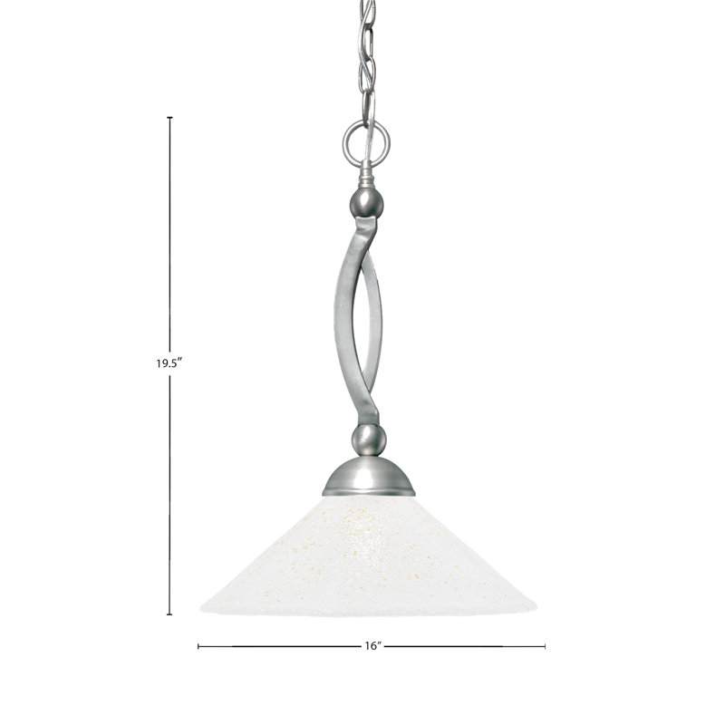 Luminaire suspendu suspendu, Nickel brossé, 19.75", Glace dorée
