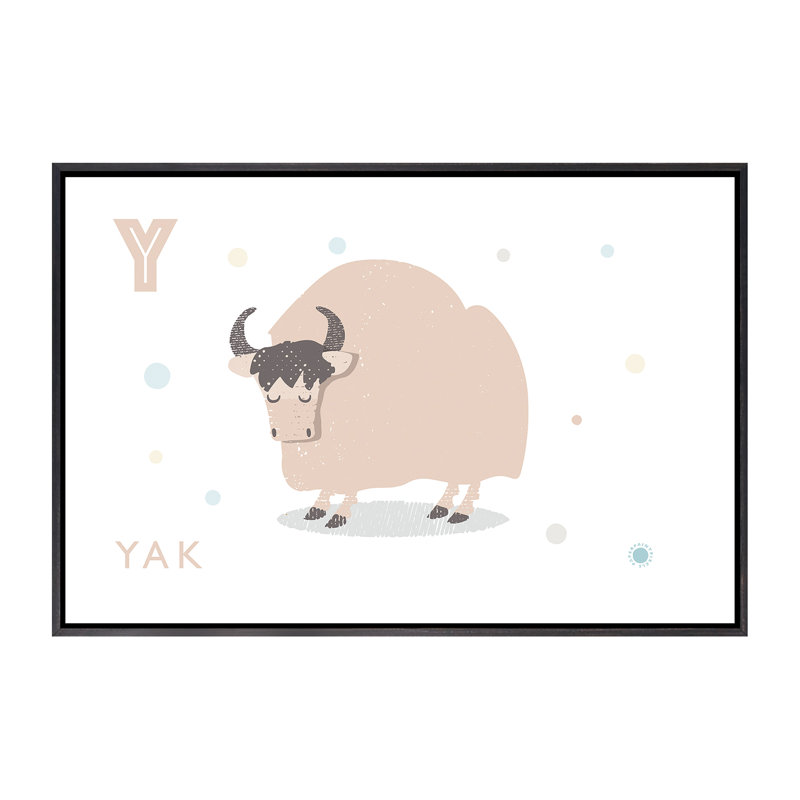 Yak - imprimé, Toile avec cadre noir patiné, Pas de tapis, H 18 po x l 26 po x P 1,5 po