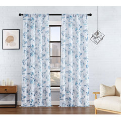 Jessica Simpson Tallulah Textured Blackout Grommet Window Curtain Panel Pair with Tiebacks - 76 x 96 - Blue