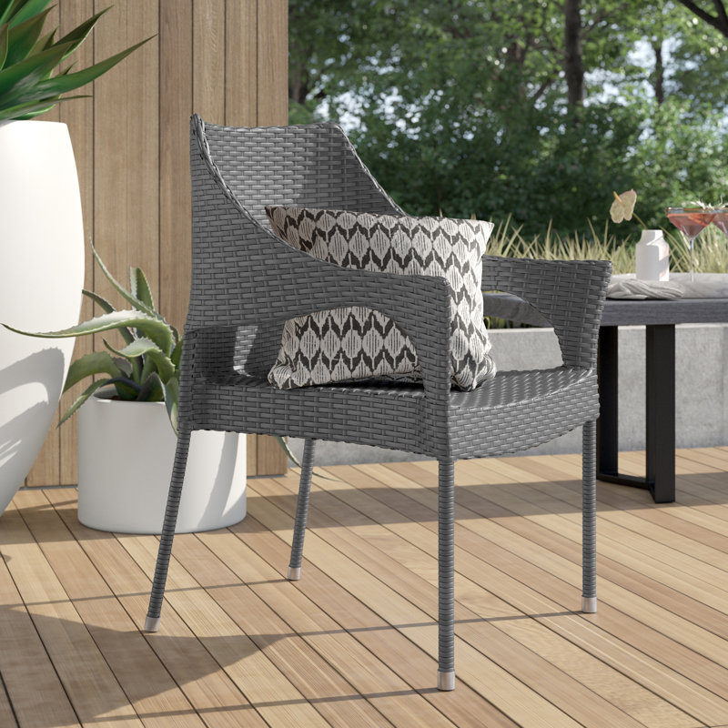 Danna Wicker Outdoor Lounge Chair, Gray