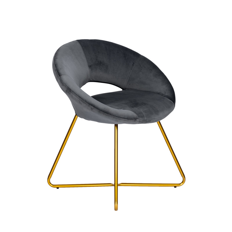 Colmar Velvet Accent Chair with Metal Legs, Dark Grey