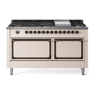 ILVE Nostalgie II Noblesse 60 in Dual Fuel Range, 9 Burner, Griddle