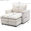 Chaise longue en chenille beige avec lit d'appoint et coins confortables, simple rembourrée, teinture confortable, espace