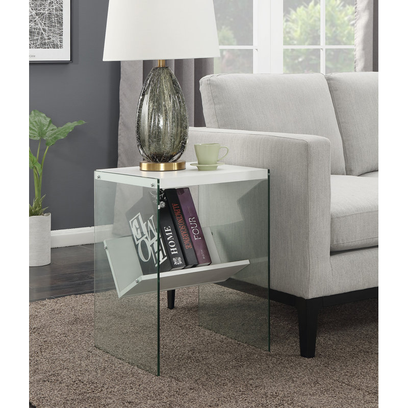 Allegonda Marble Top End Table, White