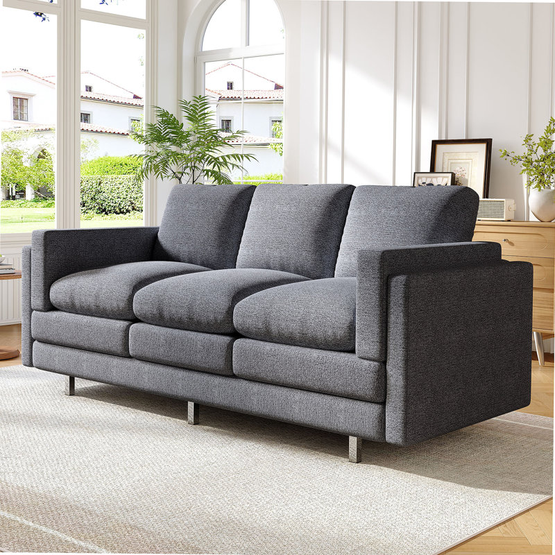 Canapé moderne à 3 places avec coussins de siège à deux couches pour un confort accru et une élégance de salon.