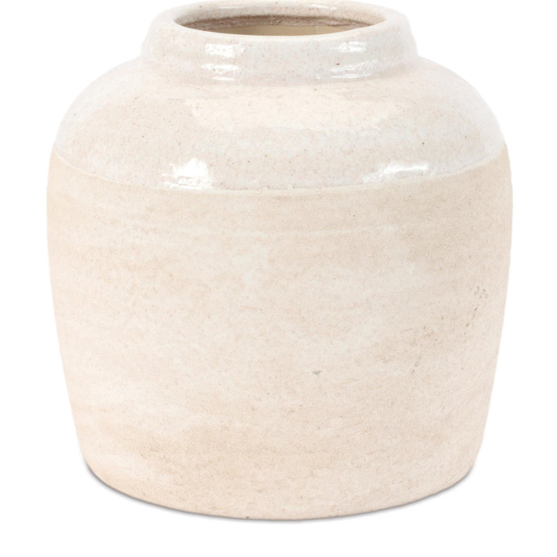 Two-Tone Stoneware Vase 6"H, 6.3"