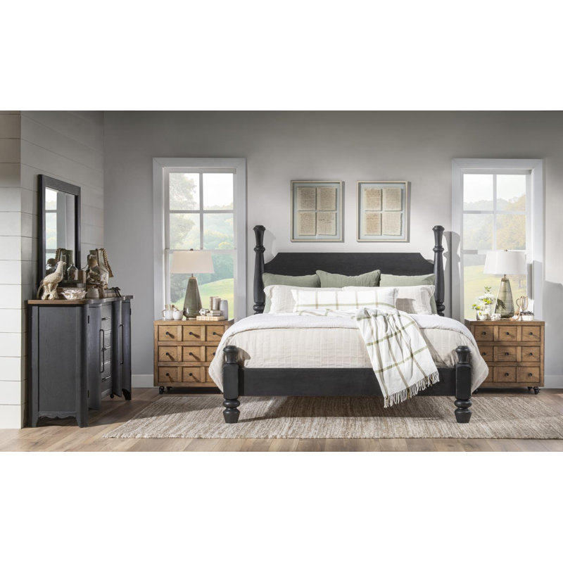 Country Living Vintage Market Apothecary Chest Nightstand with Drawers, Casters, and Power Outlets, Brown