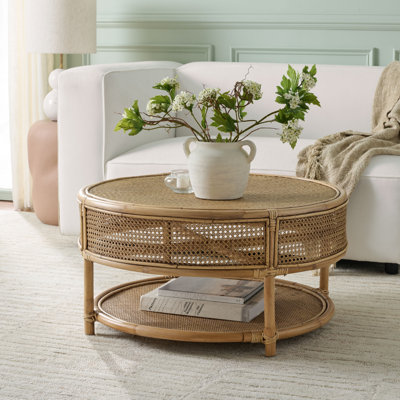 Rodanthe Floor Shelf Coffee Table with Storage