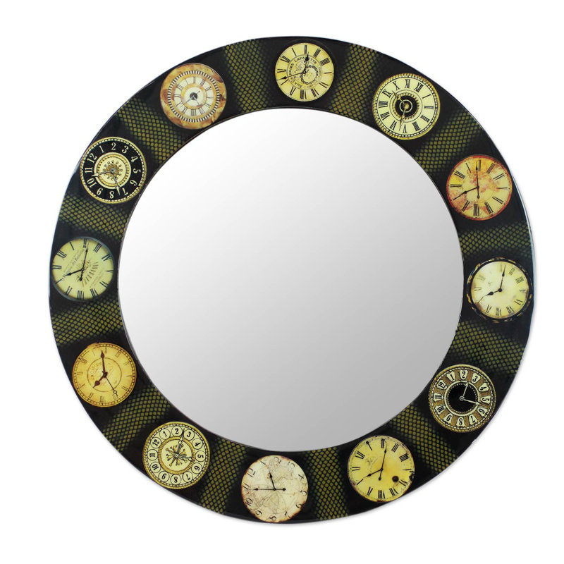 Glass Frame Round Wall Mirror
