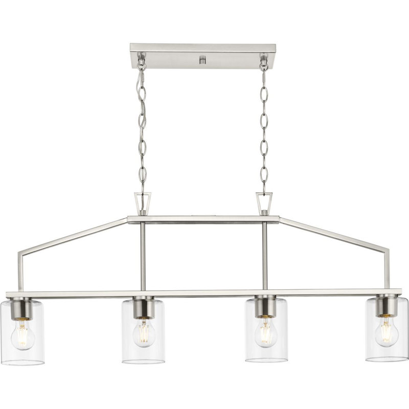 Lustre linéaire moderne à 4 lumières Bodella, Nickel brossé
