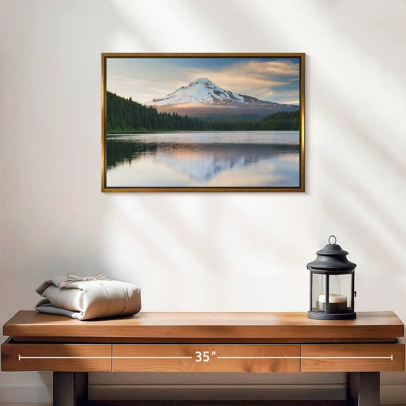 Mount Hood Panorama, 19" X 13", Floating Frame Gold