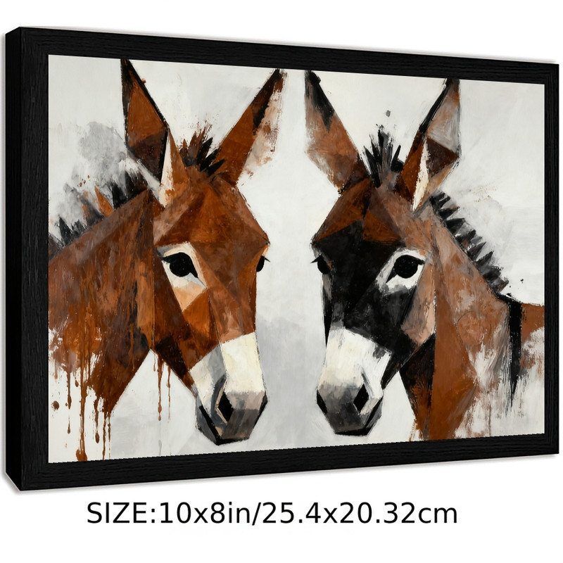 Art encadré noir, portrait d'un animal rustique chaleureux, reproduction d'art encadrée, H 9 po x l 11 po
