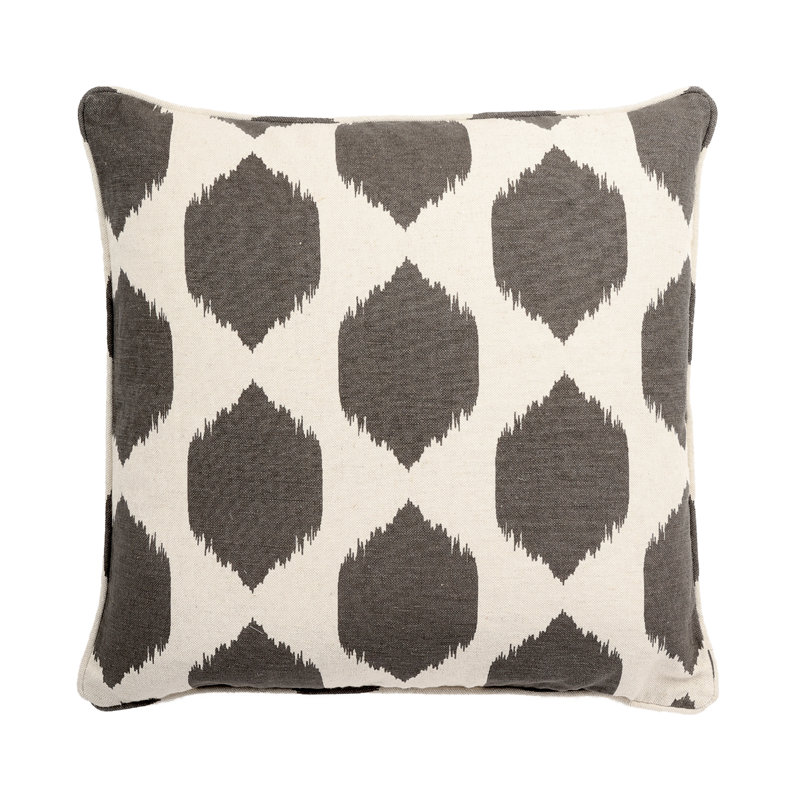 Los Angeles Ikat Linen Throw Pillow, Dark Brown, Polyester/Polyfill
