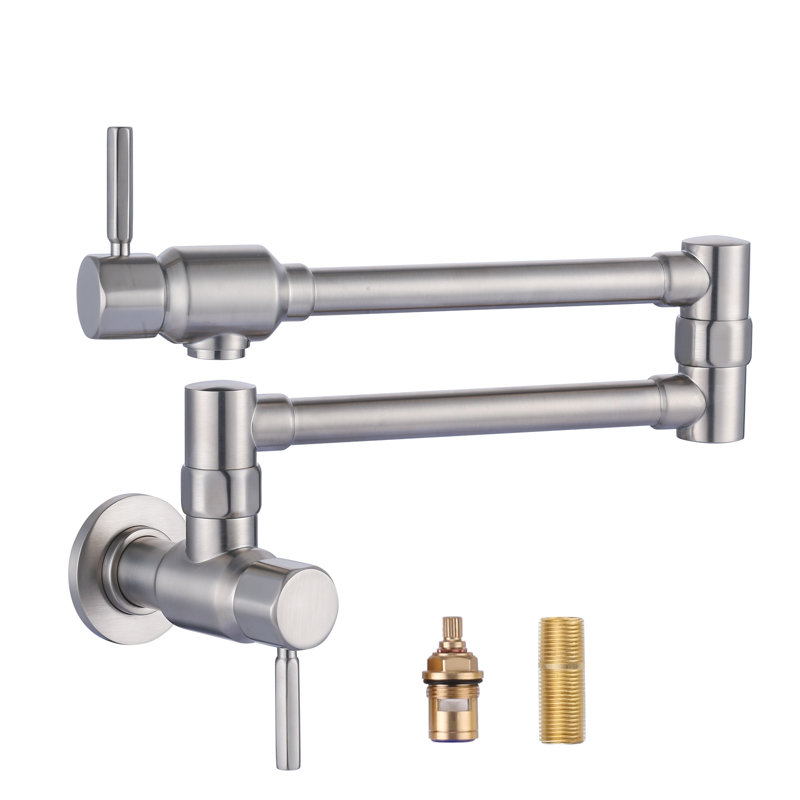 Wall Mounted Floding Pot Filler Kitchen Faucet, Brushed Nickel