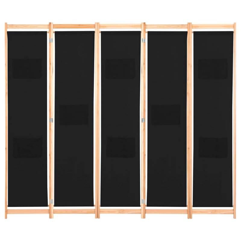 Rizzo 170cm H Folding Room Divider, Black, 5, 200 x 170cm