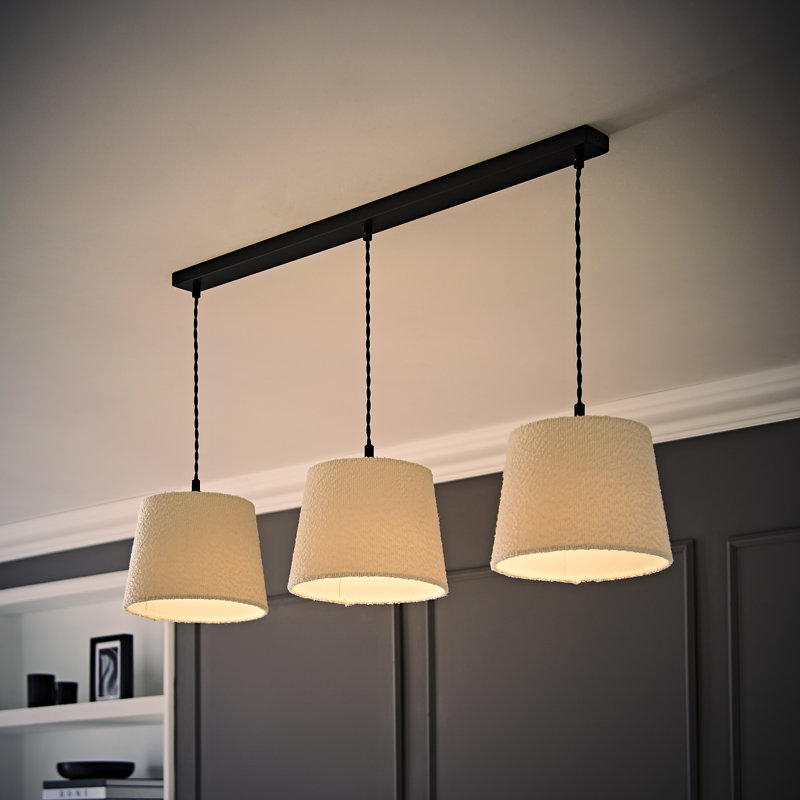 3 - Light Matte Black Pendant, Cream