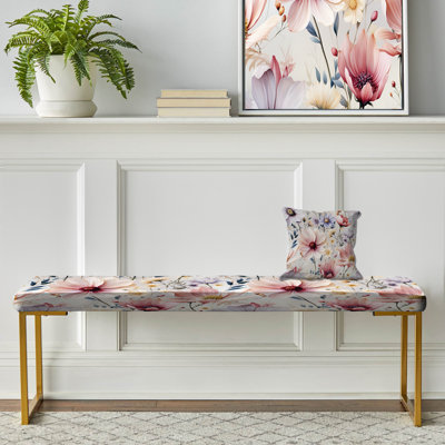 Banc floral rembourré or