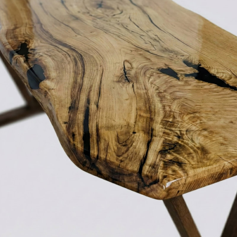 Live Edge Solid Wood Dining Table, Handcrafted Chestnut, 72", Chestnut, 29.5"H x 72"L x 33.8"W