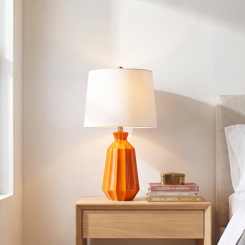 Jeanette Ceramic Table Lamp, Orange