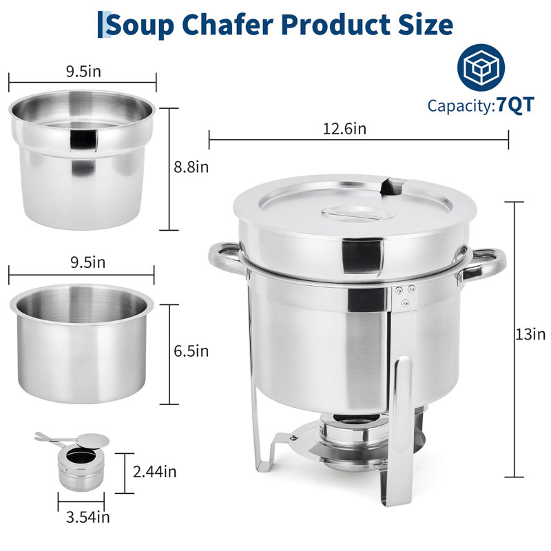 Chauffe-plats commercial en acier inoxydable 7QT, 4