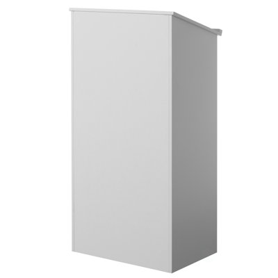 Basicwise Wooden Lectern with Storage Shelf - Floor Podium for Church, Office, Reception, Durable PB Wood, Easy Assembly, 21.5"W x 14"D x 41.5"H, White - Hostess or Host Stand, Pulpit, Desk, Display