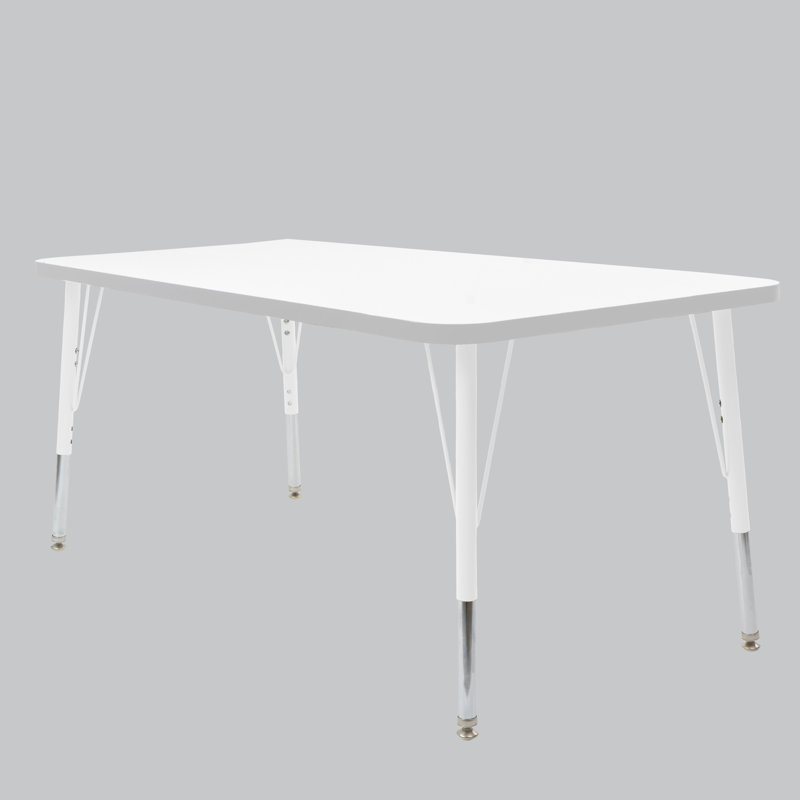 Table rectangulaire d'activités thermofusionnées avec pieds réglables et pivotants standard, H 30 po x l 30 po x P 60 po