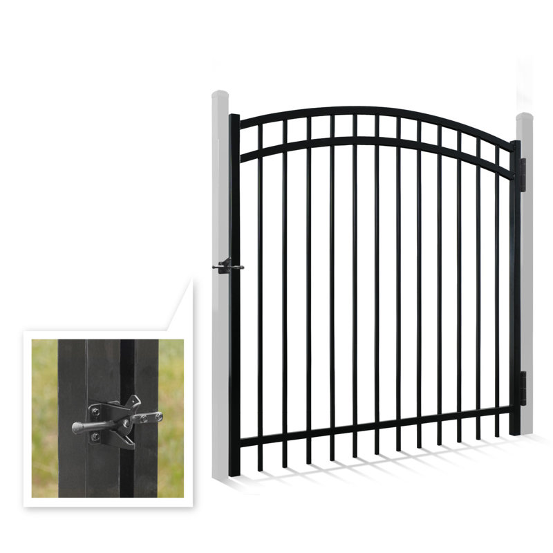 Heavy Duty Arched Decorative Fence Gate, 5FT Height x 5FT Width Outdoor Fence Gate, Outdoor Anti-Rust Metal Steel Gate for Fencing Barrier, Garden Gate with Gate Lock