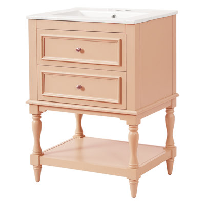24''W 2-Drawer Bathroom Vanity With Ceramic Top