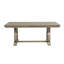 Table de salle à manger rectangulaire à piètement tréteau, style classique traditionnel, rallonge amovible et escamotable, 8 couverts, finition grise pour une ambiance luxueuse.