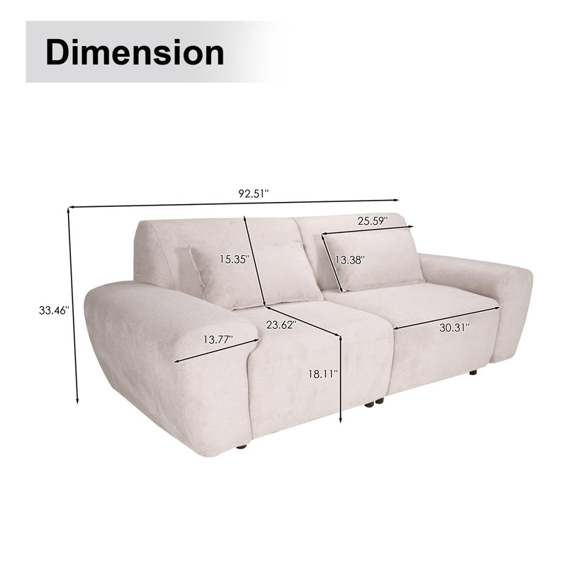 Canapé modulaire à assise profonde modulaire, Varnam, Beige