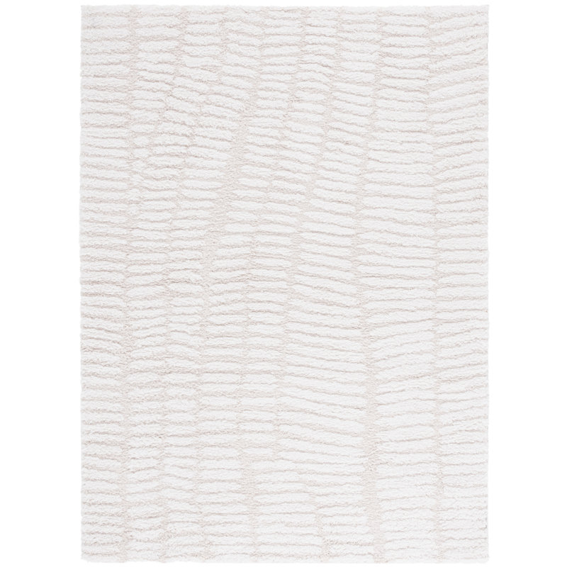 Ivory Abstract Shag 8' x 10' Wool Area Rug